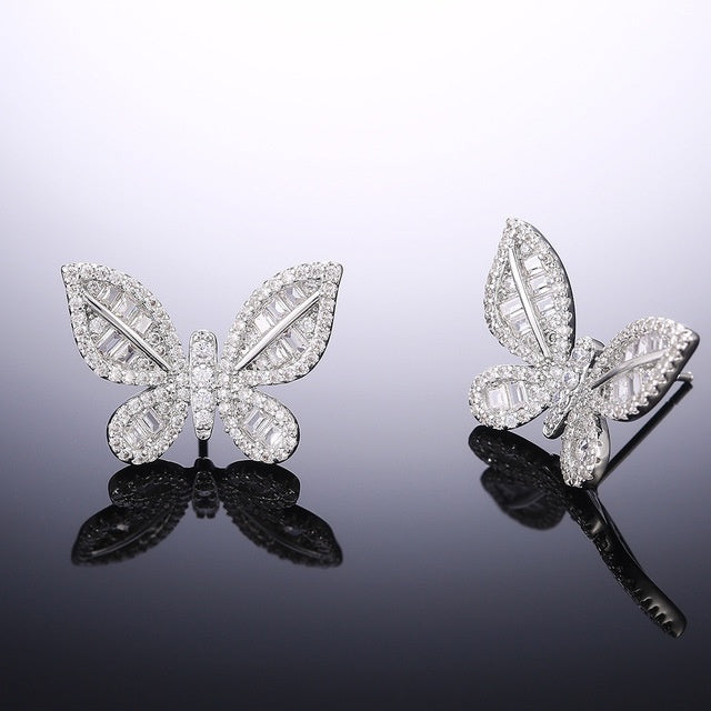 Niceshop - orecchini argento con zirconi a farfalla