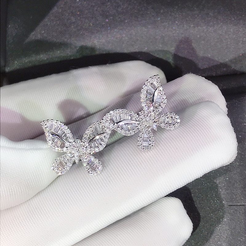 Niceshop - orecchini argento con zirconi a farfalla