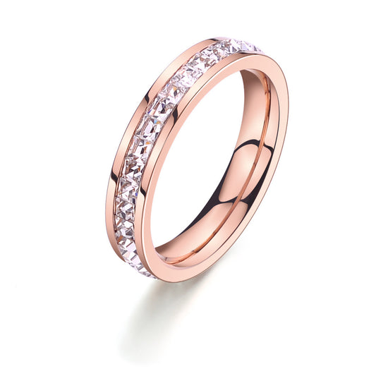 Niceshop - anello in acciaio con incassatura a binario