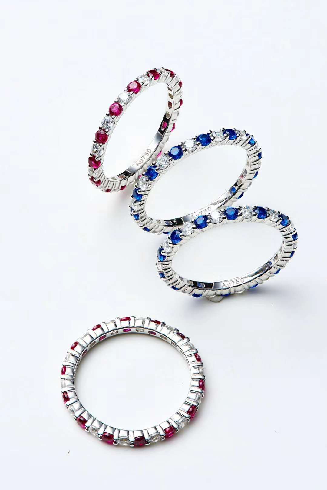 Niceshop - Anello impilabile in platino placcato argento 925