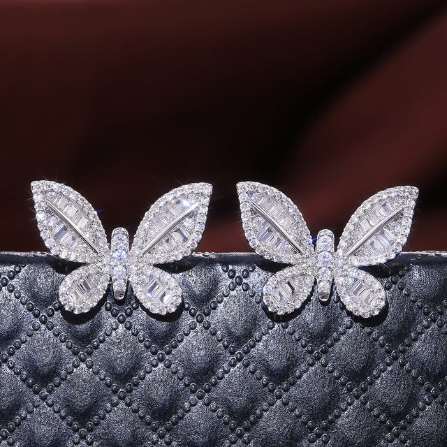 Niceshop - orecchini argento con zirconi a farfalla
