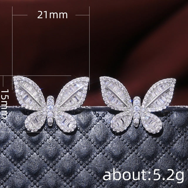Niceshop - orecchini argento con zirconi a farfalla