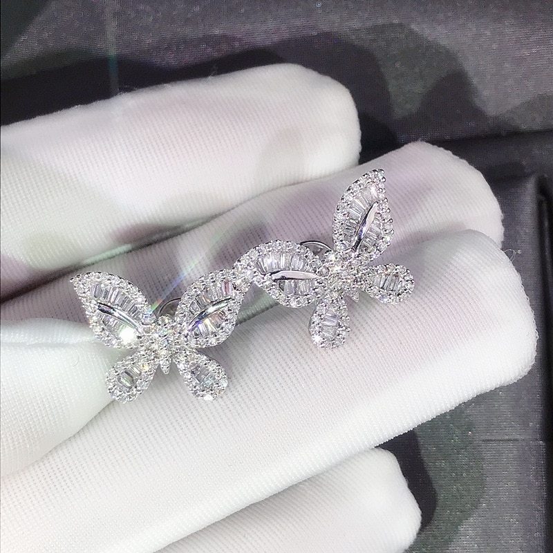 Niceshop - orecchini argento con zirconi a farfalla
