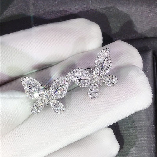 Niceshop - orecchini argento con zirconi a farfalla