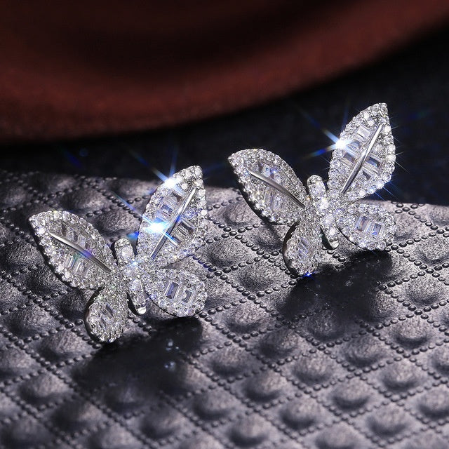 Niceshop - orecchini argento con zirconi a farfalla