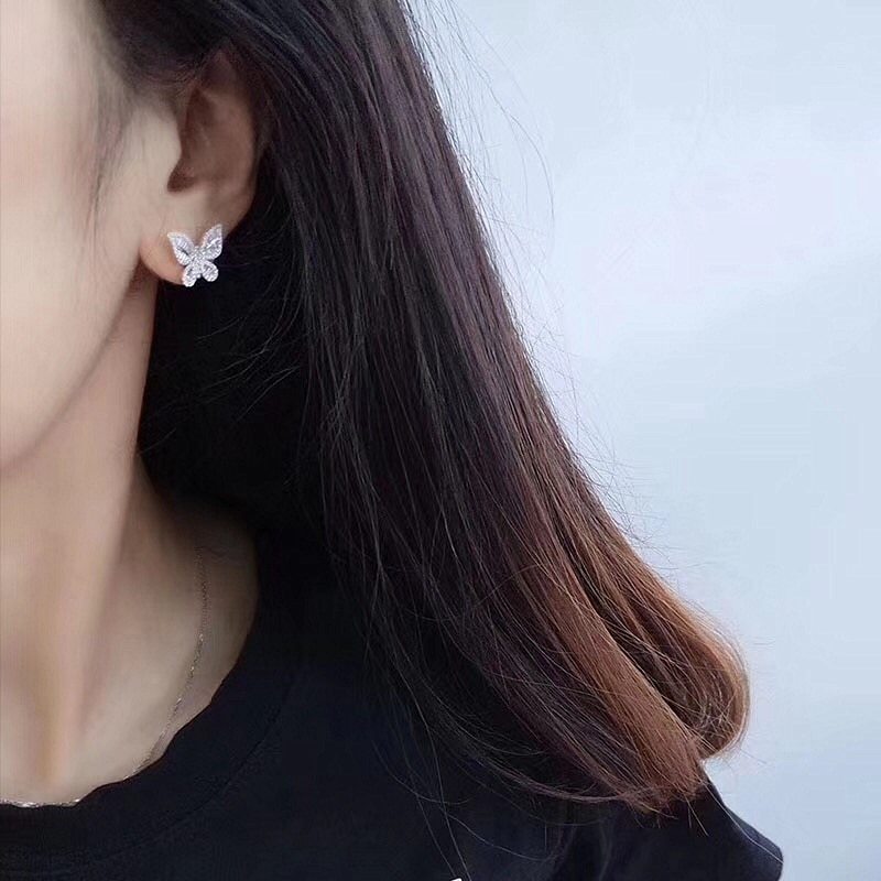 Niceshop - orecchini argento con zirconi a farfalla